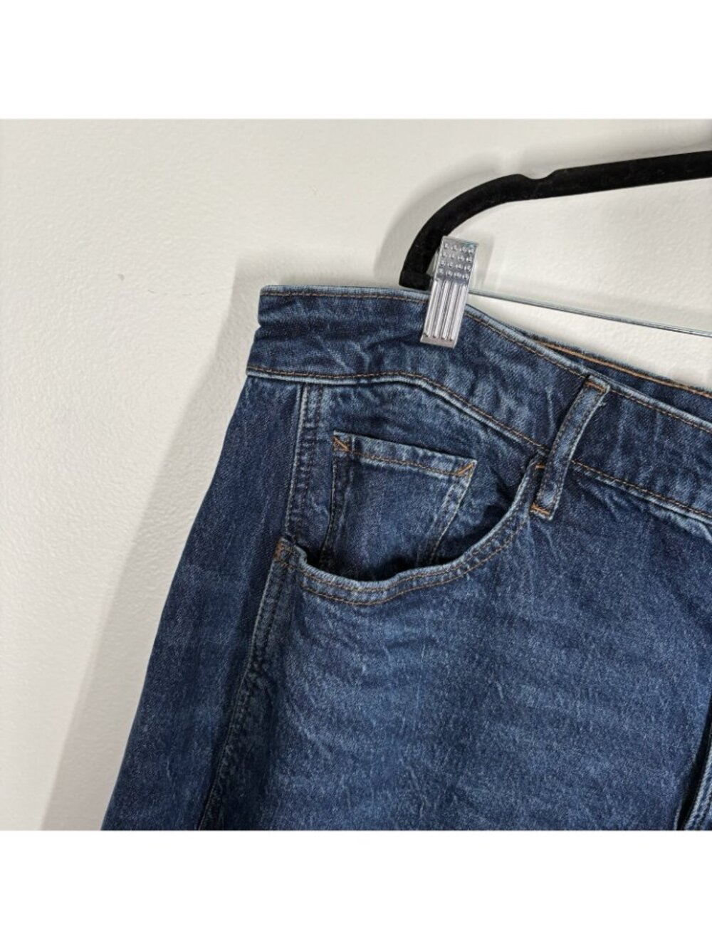 a.n.a Woman Plus Sz 20W Blue Dark Wash Denim Highest-Rise Barrel Jeans NWT - Picture 6 of 14
